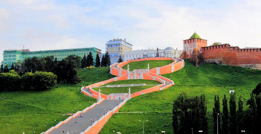 Чкаловская лестница в Нижнем Новгороде. История «восьмёрки» - изображение