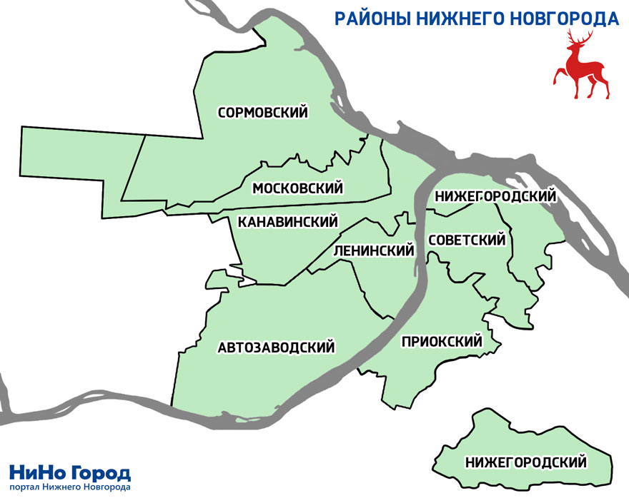 Карта районов Нижнего Новгорода